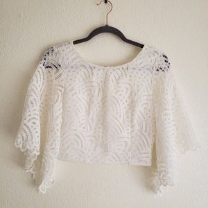Sugar + Lips White Lace Crop Top